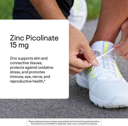 THORNE - Zinc Picolinate 15 mg - Highly Absorbable Zinc Supplement - Supports Immune System, Eye, Skin & Reproductive Health* - Third-Party Certified - Gluten, Dairy & Soy-Free - 60 Capsules