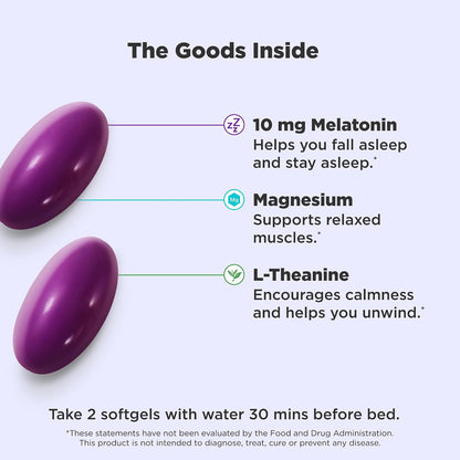 OLLY Ultra Strength Sleep Softgels for Adults, 10 mg Melatonin Sleep Supplement L-Theanine Magnesium & Botanical Extracts, Restful Sleep Support*, Sugar Free, 60 Count