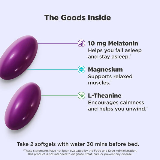 OLLY Ultra Strength Sleep Softgels for Adults, 10 mg Melatonin Sleep Supplement L-Theanine Magnesium & Botanical Extracts, Restful Sleep Support*, Sugar Free, 60 Count