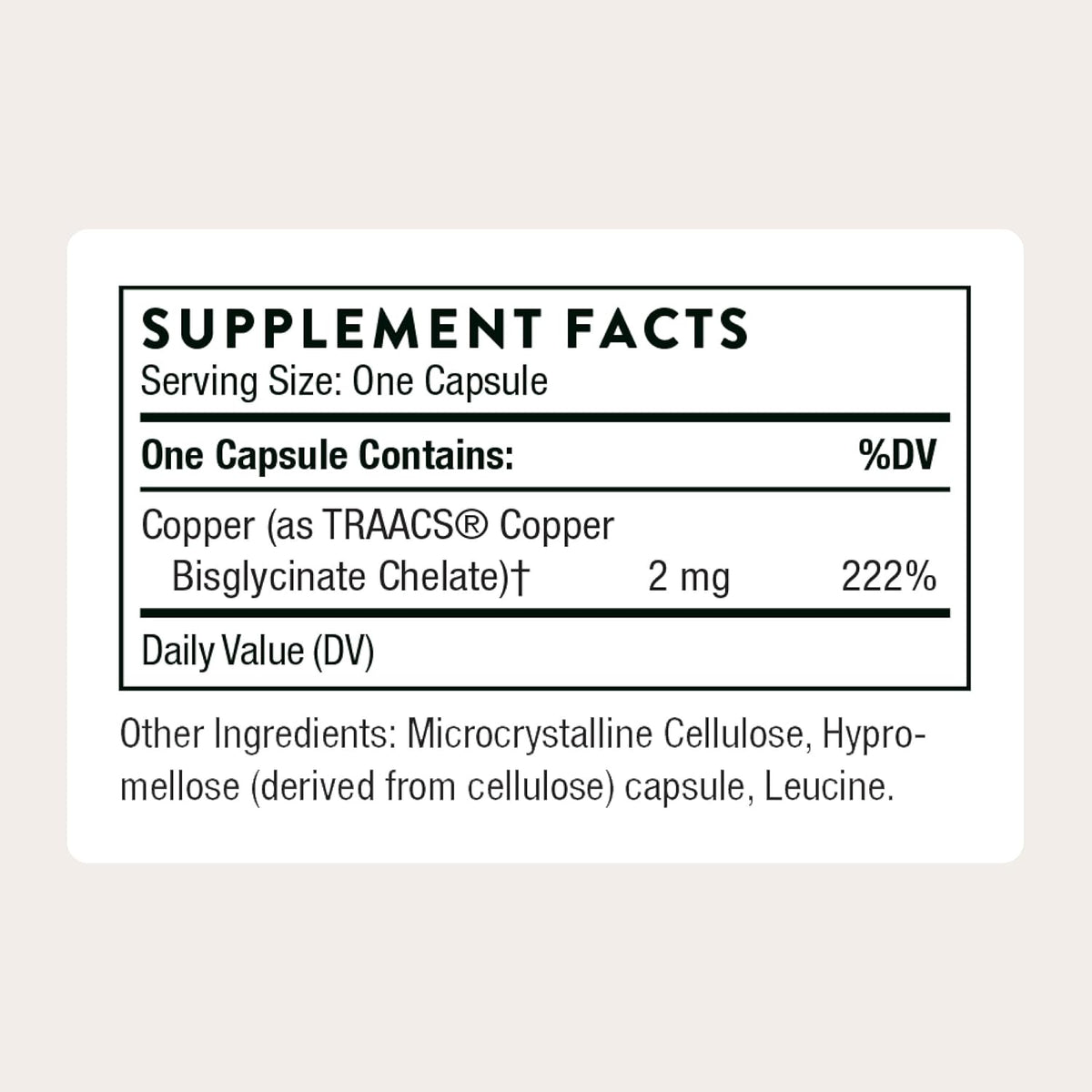 THORNE - Copper Bisglycinate - Optimally Absorbed, Mineral Chelate Copper Supplement - Supports Bone, Blood Vessel, Heart, Nerve & Skin Health* - Third-Party Certified - Gluten-Free - 60 Capsules