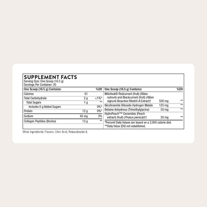 THORNE - Collagen Plus - Grass-Fed Collagen Peptides with Nicotinamide Riboside, Polyphenols & Ceramides - Supports Healthy Skin, Hair & Nails* - NAD Supplement - Third-Party Certified - 30 Servings