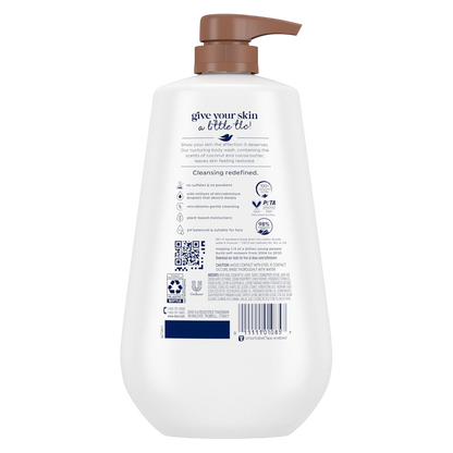Dove Body Wash with Pump Restore Coconut & Cocoa Butter for 24hr Lotion-Soft Skin Moisturizing Skin Cleanser with No Sulfates No Parabens 30.6 Oz