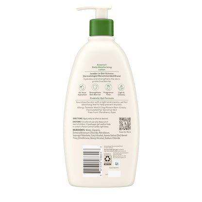 Aveeno Daily Moisturizing Body Lotion, Body Lotion for Dry Skin with Prebiotic Oat, Paraben Free, Fragrance Free, Non-Greasy, Non-Comedogenic Moisturizer, 18/30 FL OZ