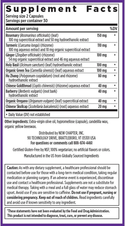 New Chapter Zyflamend - Pain Relief, Inflammation & Joint Support Supplement* - Herbal Blend Includes Turmeric, Ginger & Rosemary - Contains No DLPA - Non-GMO, Vegetarian & Gluten Free - 60 Capsules