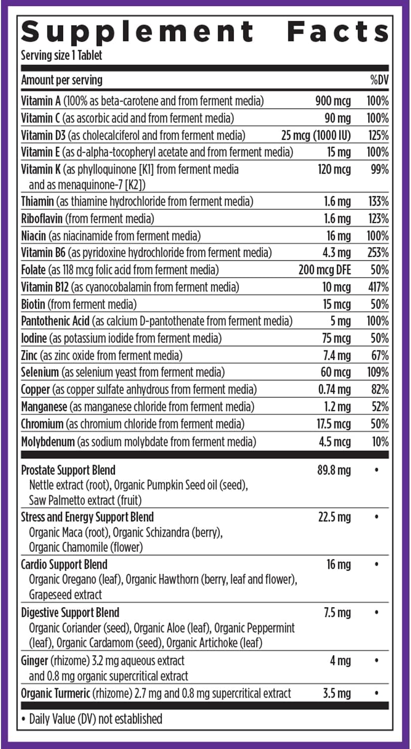 New Chapter One Daily Every Man's Multivitamin 40+ - Offers Eyesight, Immune System & Cellular Energy Support* - Contains Vitamin C, Saw Palmetto & More - Gluten Free & Vegetarian - 48 Tablets
