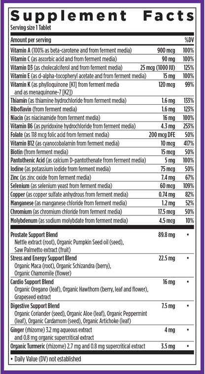 New Chapter One Daily Every Man's Multivitamin 40+ - Offers Eyesight, Immune System & Cellular Energy Support* - Contains Vitamin C, Saw Palmetto & More - Gluten Free & Vegetarian - 48 Tablets