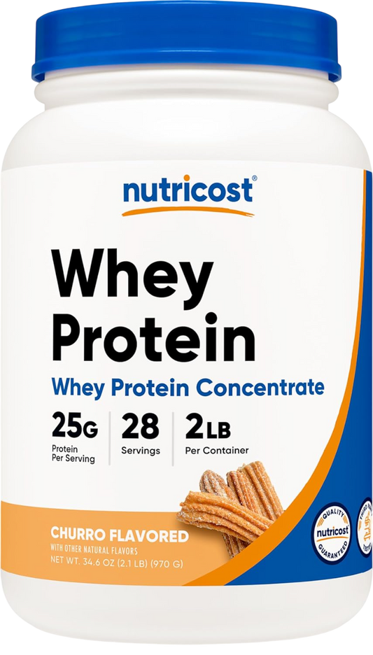 Nutricost Whey Protein Concentrate 2 LB Churro Flavored - GMO-Free, Gluten-Free
