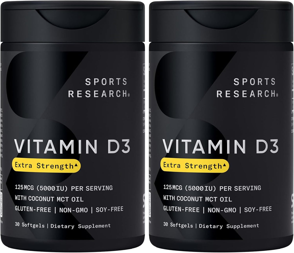 Sports Research® Vitamin D3 4000iu/100mcg with Coconut MCT Oil, 360 Count | Double Strength Vitamin D Supplement | Supports Healthy Bones & Immune Function | Non-GMO · Soy Free - 360 Servings