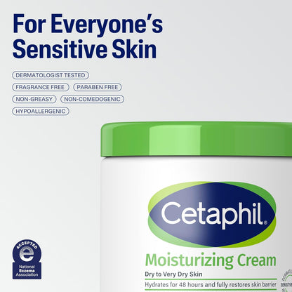 Cetaphil Face & Body Moisturizer, Hydrating Moisturizing Cream for Dry to Very Dry, Sensitive Skin, 16/20 oz, Fragrance Free, Non-Comedogenic, Non-Greasy