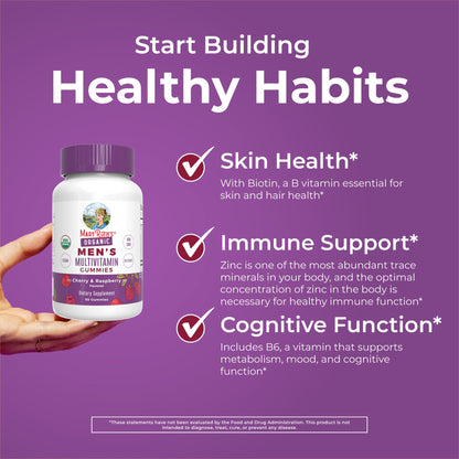 MaryRuth's Multivitamin Gummies for Men | Vitamin A, C, D, E, B6, B12, Biotin, Zinc | Energy Metabolism | Immunity | Bone Health | Cellular Health | Vegan | Non-GMO | Gluten & Sugar Free | 60 Count
