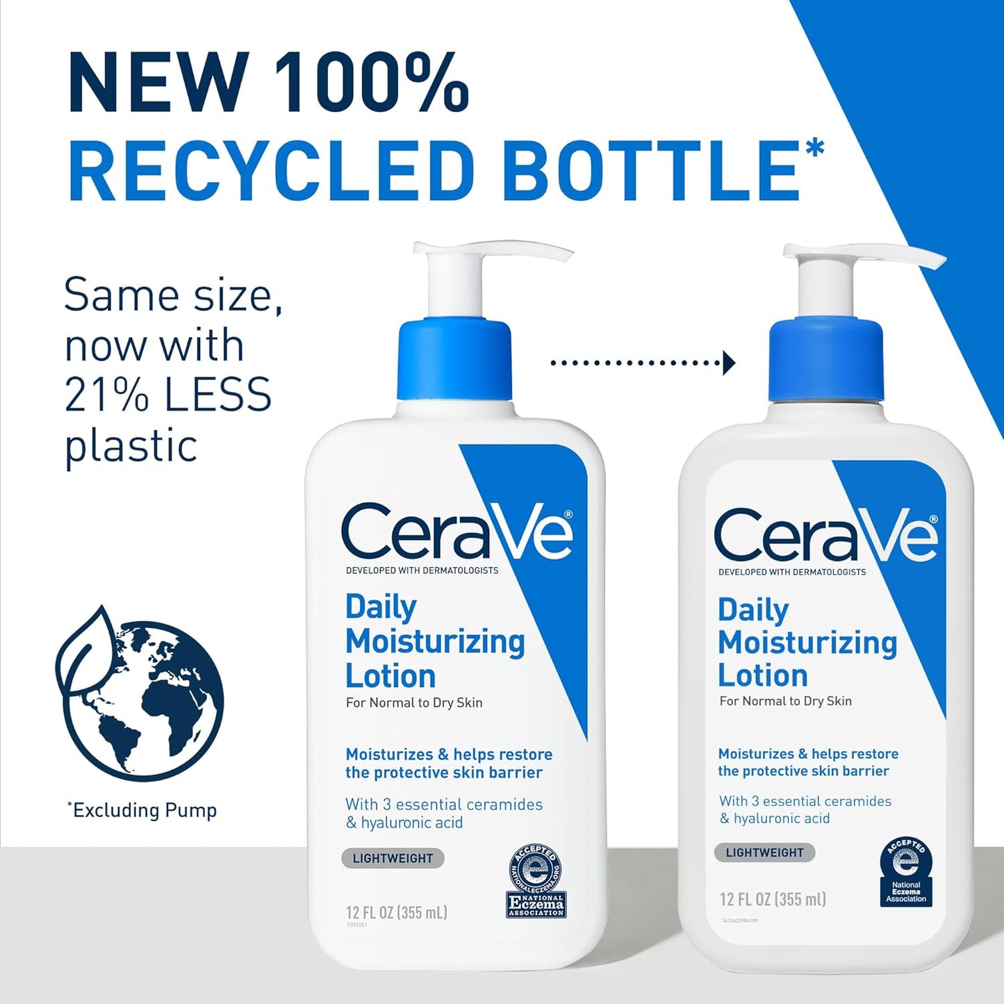 CeraVe Daily Moisturizing Lotion for Dry Skin, Body Lotion & Face Moisturizer with Hyaluronic Acid and Ceramides, Daily Moisturizer, Fragrance Free, Oil-Free, 12/19 Ounce