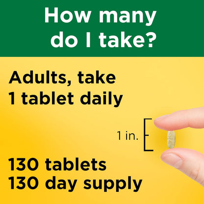 Nature Made Multivitamin Tablets with Iron, Multivitamin for Women and Men for Daily Nutritional Support, Nature Made Multi Vitamins for Adults, 130 Tablets, 130 Day Supply