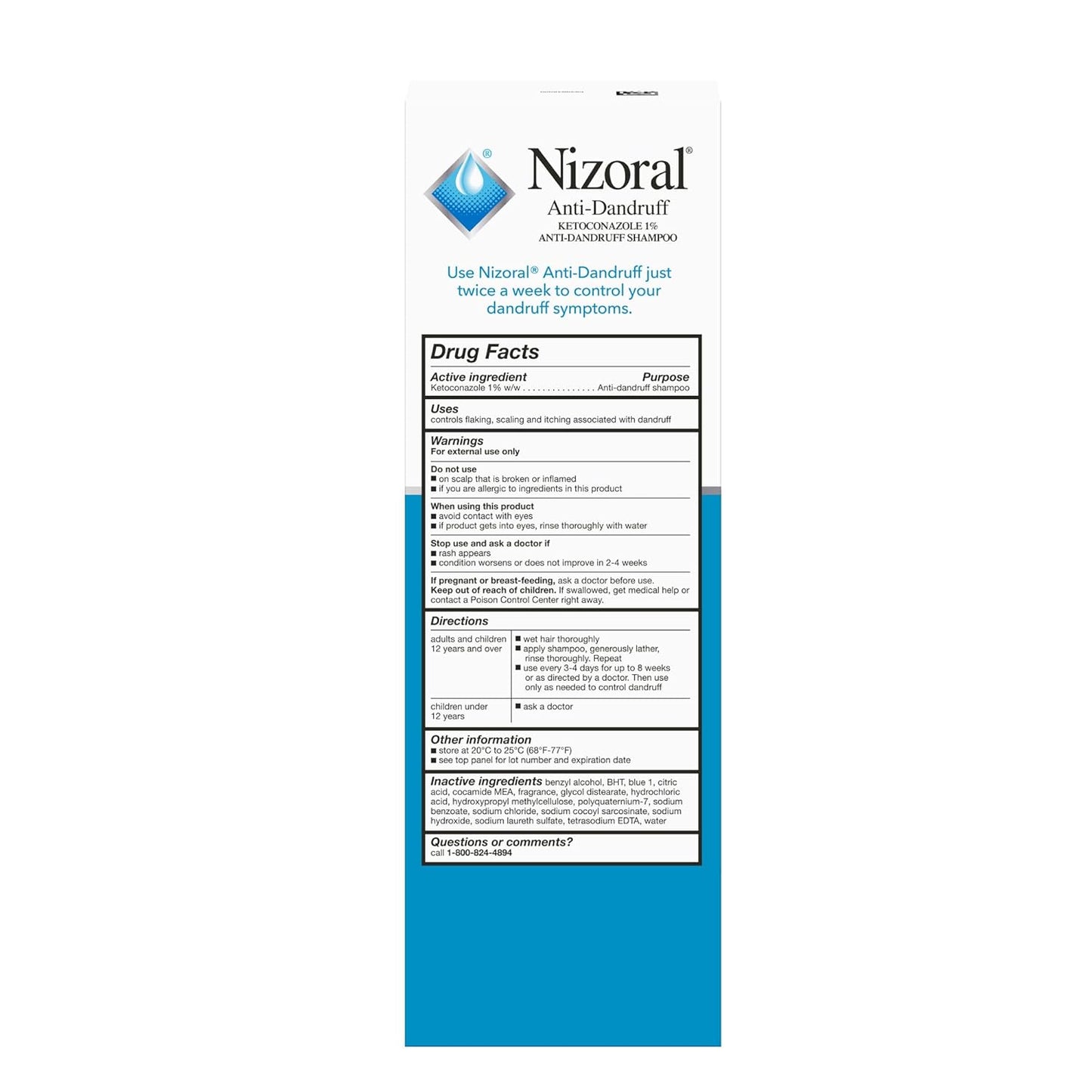 Nizoral Anti-Dandruff Shampoo with 1% Ketoconazole, 14 Fl Oz, Fresh Scent/Peppermint and Tea Tree Scent, Anti Fungal Shampoo