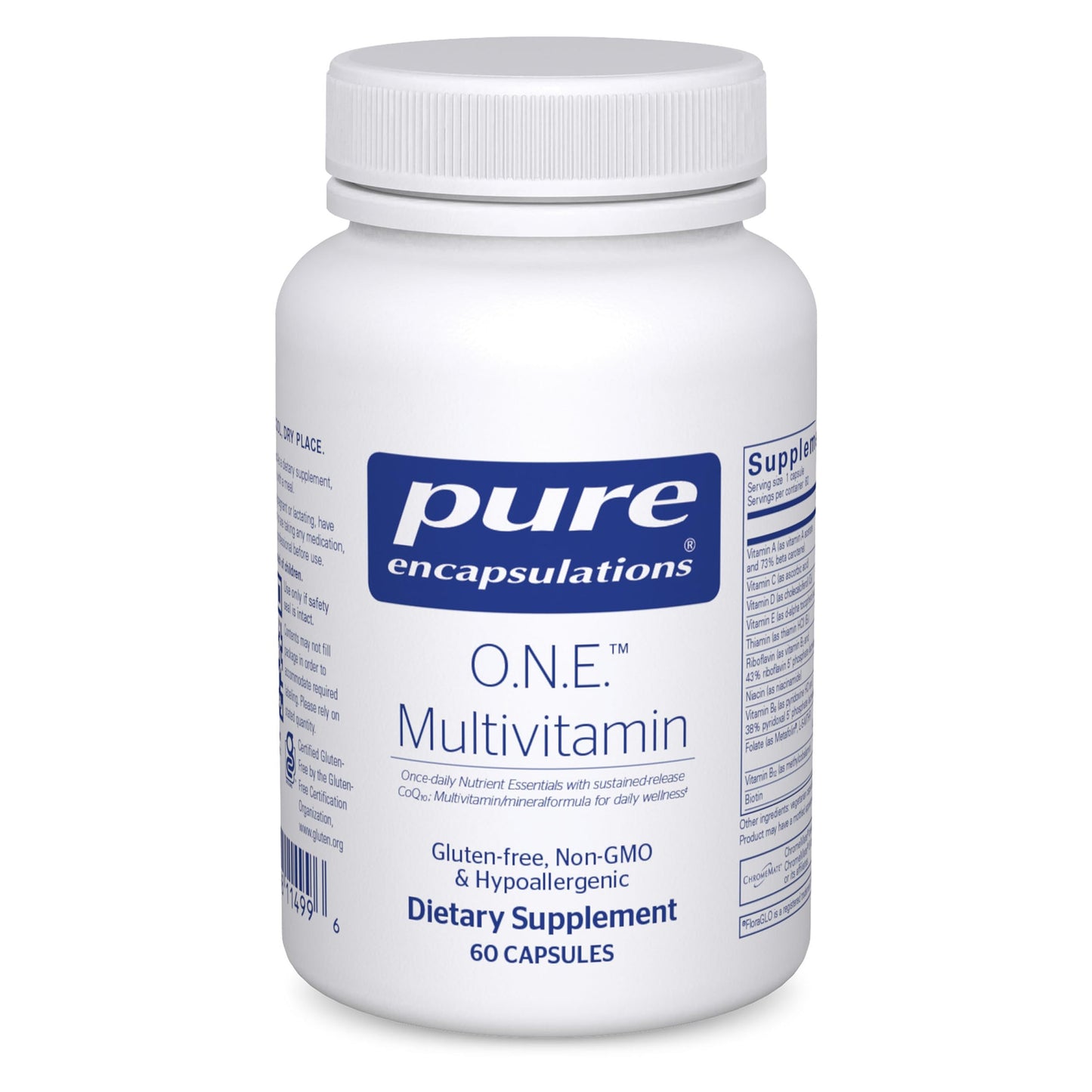 Pure Encapsulations O.N.E. Multivitamin - Once Daily Multivitamin with Antioxidant Complex Metafolin, CoQ10, and Lutein to Support Vision, Cognitive Function, and Cellular Health* - 30/60/120 Capsules