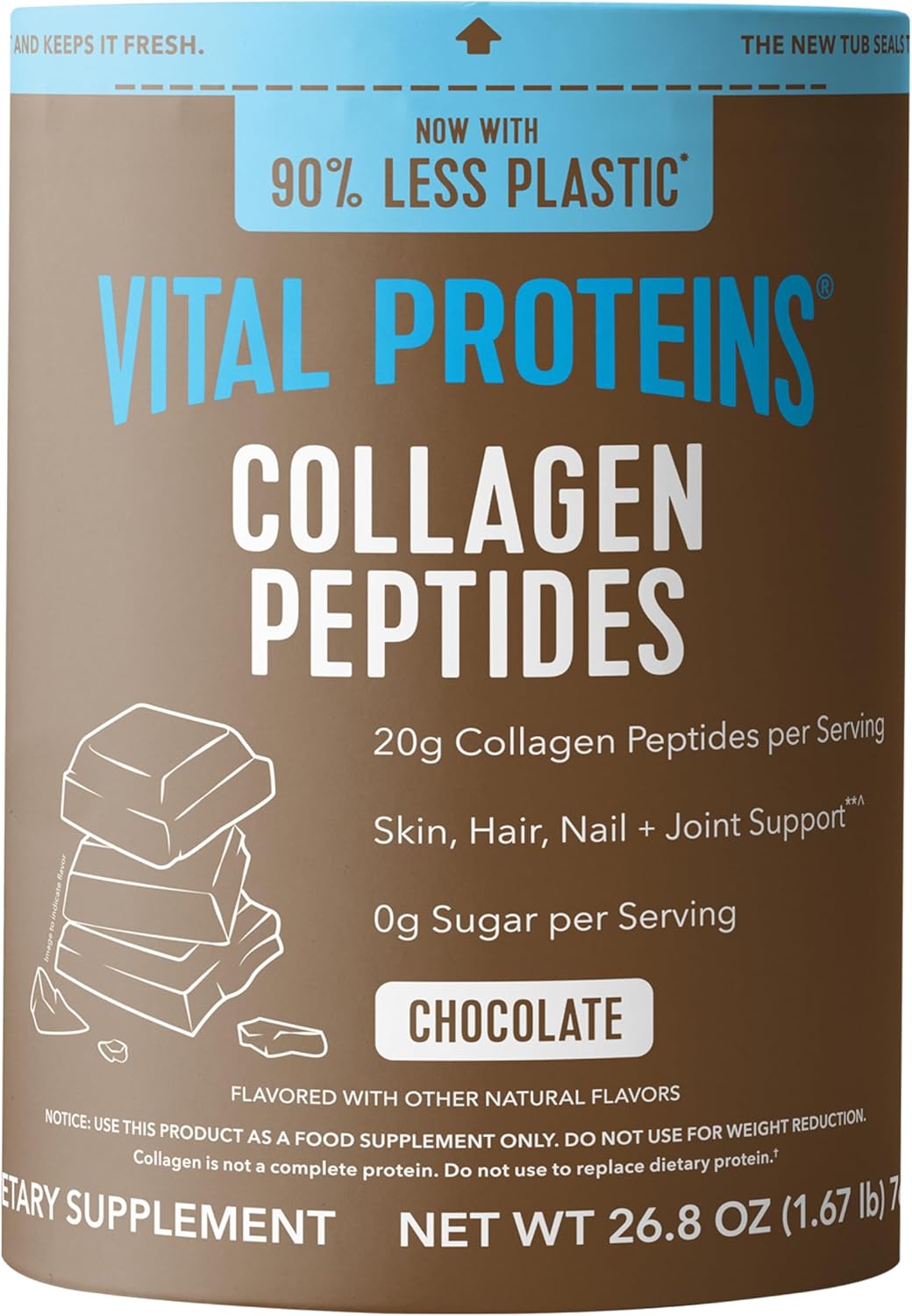 Vital Proteins Collagen Peptides Powder Supplement for Skin Hair Nail Joint Health or Support - Hydrolyzed Collagen - Unflavored, 7 Servings