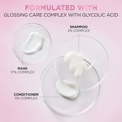 L'Oreal Paris Glossing Sulfate Free Conditioner with Glycolic Acid, Hair Care for Lasting Shine and Smoothness for Dull, Dry Hair, EverPure, 6.8 Fl Oz