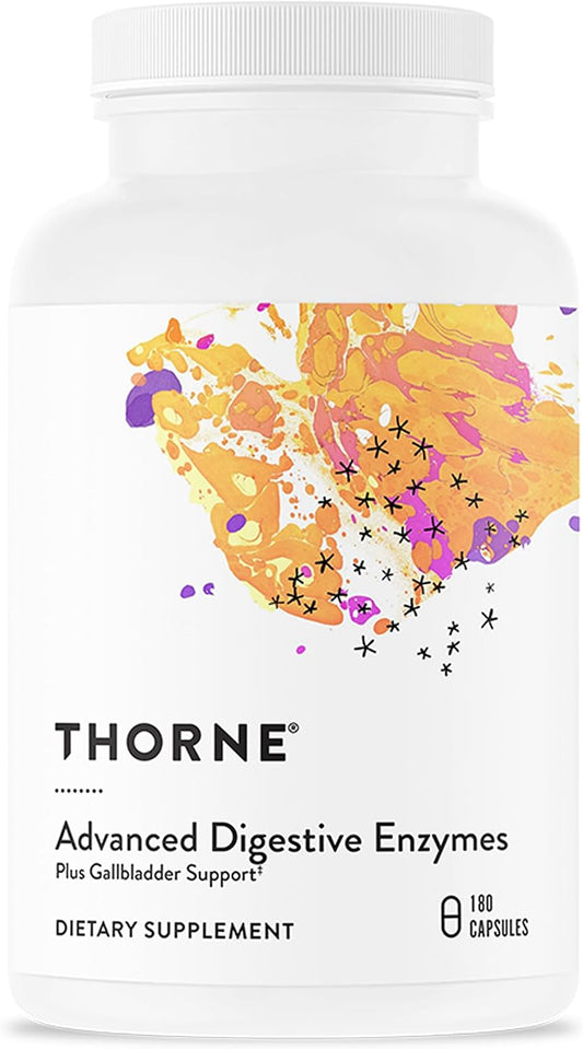 THORNE - Advanced Digestive Enzymes - Supplement with Pepsin, Ox Bile & Pancreatin for Indigestion & Constipation Relief - Minimizes Occasional Gas & Bloating* - Third-Party Certified - 180 Capsules
