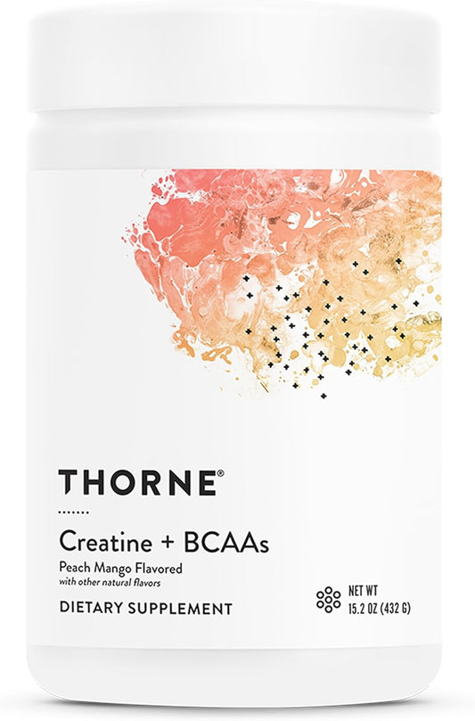 THORNE - Creatine + BCAAs - Micronized Creatine Monohydrate + BCAA Powder - Support for Muscles, Exercise Endurance & Recovery* - for Women & Men - Peach Mango - NSF Certified for Sport - 30 Servings