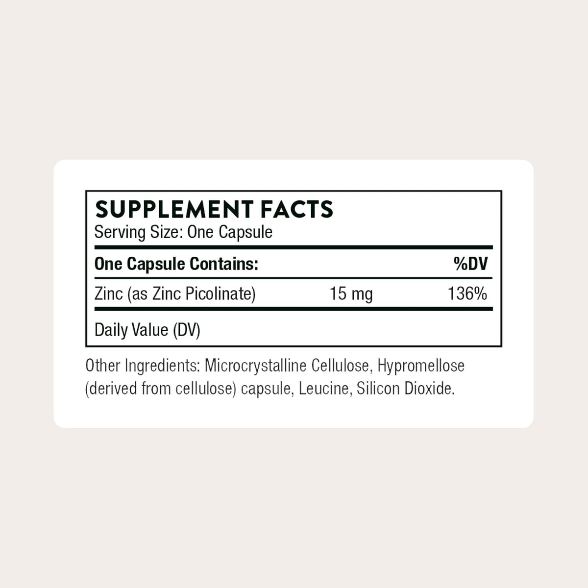 THORNE - Zinc Picolinate 15 mg - Highly Absorbable Zinc Supplement - Supports Immune System, Eye, Skin & Reproductive Health* - Third-Party Certified - Gluten, Dairy & Soy-Free - 60 Capsules