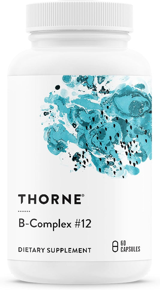 THORNE - B-Complex #12 - Vitamin B Complex with Choline Supplement - Supports Cellular Energy Production & a Healthy Nervous System* - Third-Party Certified - Gluten, Dairy & Soy-Free - 60 Capsules