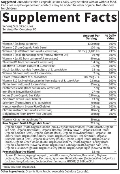 Garden of Life Vitamin Code Raw Prenatal Multivitamin for Women with Iron, Folate, Probiotics and Whole Food Nutrients - Immune and Cellular Energy Support, Non-GMO, Gluten-Free, Kosher, 10 Day Supply