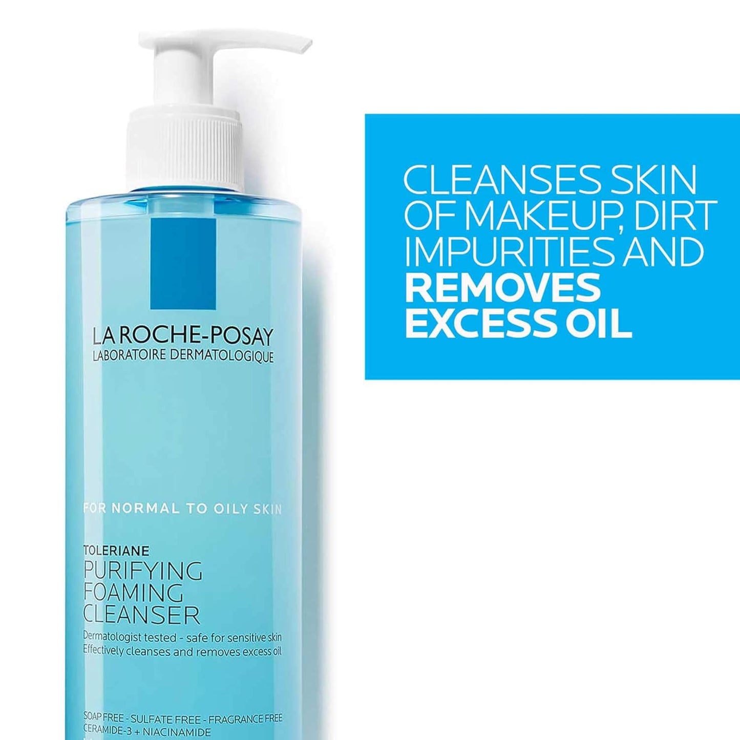 La Roche-Posay Toleriane Purifying Foaming Facial Cleanser, Oil Free Face Wash for Women & Men with Niacinamide + Ceramides, Pore Cleanser Safe For Sensitive Skin, Won’t Dry Out Skin, Soap Free
