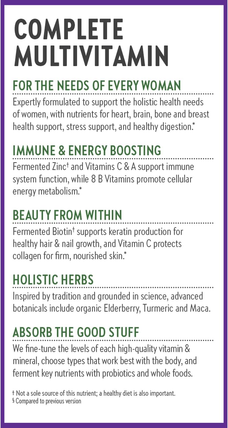 New Chapter Women’s Multivitamin, Iron, B6, B12, Biotin for Hair Growth, D3, Vit C, Zinc for Immune & Stress Support, Gentle on an Empty Stomach, One Daily, Non-GMO, Gluten-Free, 18+,