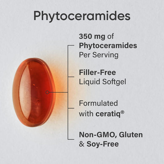 Sports Research® Phytoceramides 350mg w/Ceratiq®, 30 Softgels | Plant-Derived Ceramides for Beauty from Within Skin Hydration | Made with Certiq® | Non-GMO, Soy-Free - 30 Servings