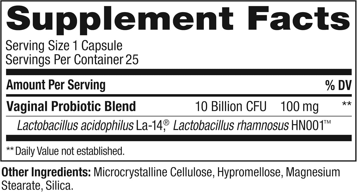OLLY Happy Hoo-Ha Capsules, Vaginal Probiotics for Women or People with Vaginas, Vaginal Health and pH Balance,* 10 Billion CFU Per Capsule - 25 Count