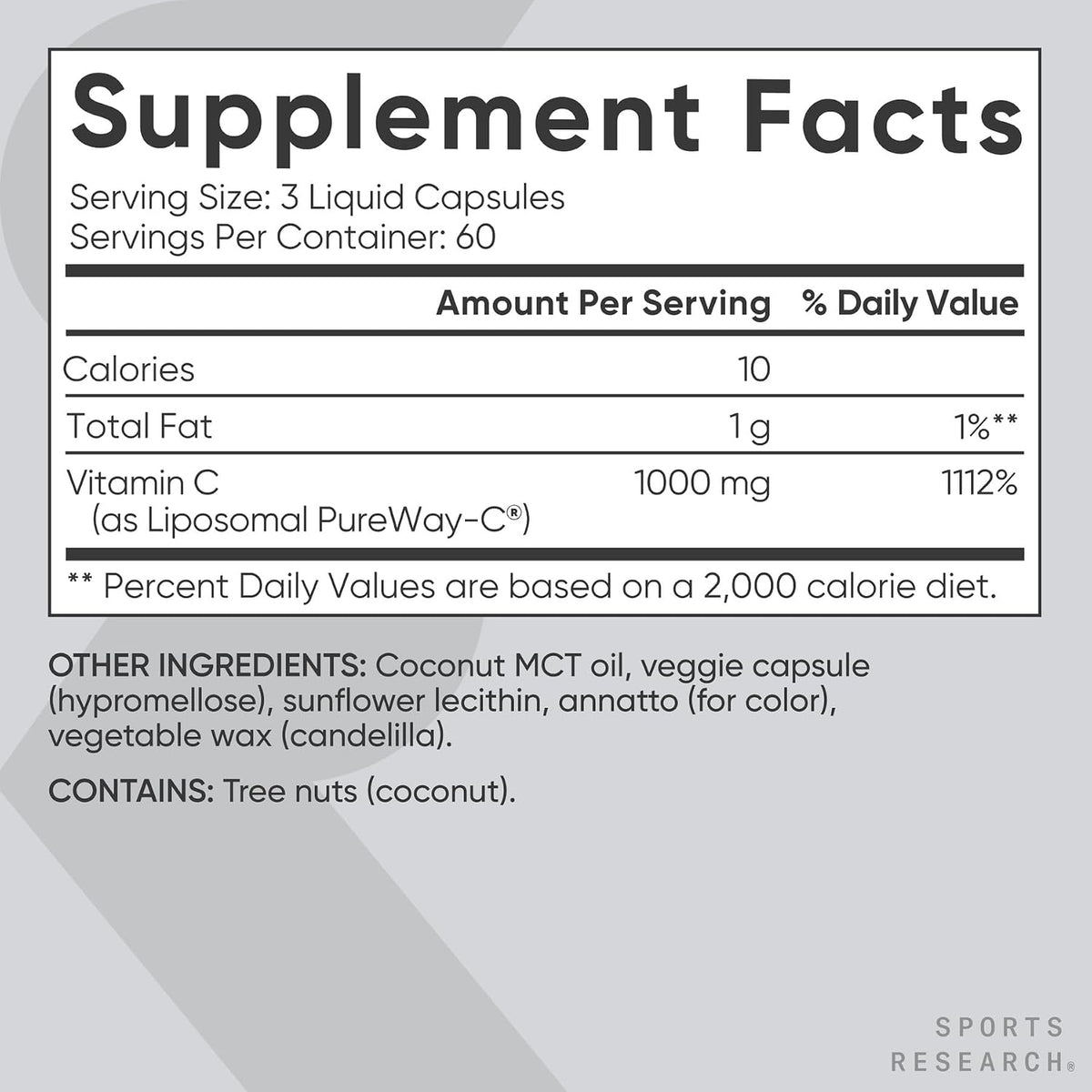 Sports Research® Liposomal Vitamin C 1000mg, 180 Liquid Capsules | Antioxidant Activity & Immune Support - Enhanced Absorption - Non-GMO Verified & Gluten Free - Ascorbic Acid Vitamin C