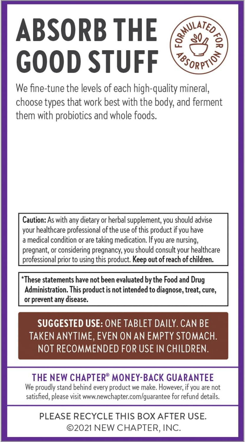 New Chapter Zinc Supplement, Fermented Zinc Complex, ONE Daily for Immune Support + Skin Health, Mineral-Balancing Formula Rich in Copper, Easy to Swallow & Digest, 30 Count (1 Month Supply)