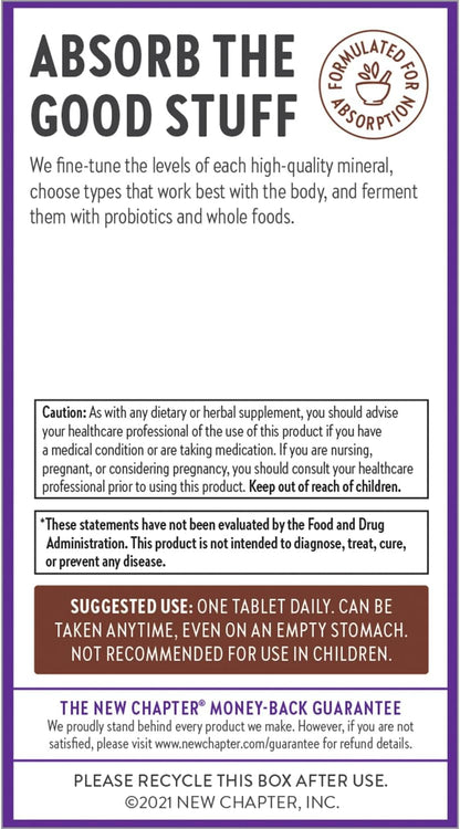 New Chapter Zinc Supplement, Fermented Zinc Complex, ONE Daily for Immune Support + Skin Health, Mineral-Balancing Formula Rich in Copper, Easy to Swallow & Digest, 30 Count (1 Month Supply)
