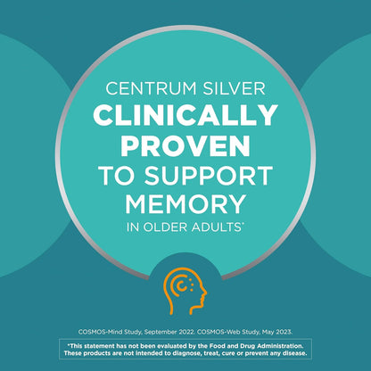 Centrum Silver Multivitamin for Men 50 Plus, Multimineral Supplement, Vitamin D3, B-Vitamins and Zinc, Gluten Free, Non-GMO Ingredients, Supports Memory and Cognition in Older Adults - 100 Ct