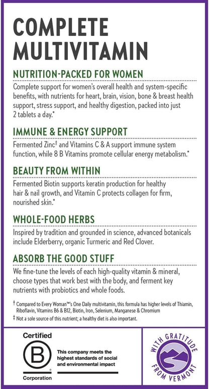 New Chapter Women's Multivitamin Advanced Formula for Stress, Bone, Immune, Beauty & Energy Support, Higher Levels of Whole-Food Fermented Essential Nutrients for Women + Iron + Vitamin D3, 72 Count