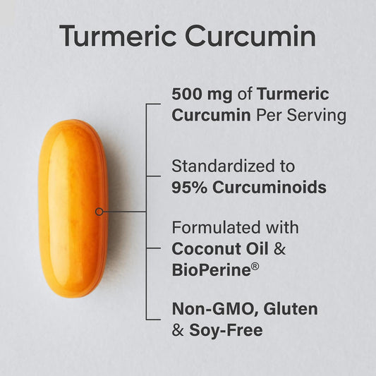 Sports Research® Turmeric Curcumin w/Coconut Oil & BioPerine® - 60 Count | Made with Curcumin C3 Complex® 500mg | Standardized to 95% Active Curcuminoids | Non-GMO, Gluten-Free - 60 Softgels