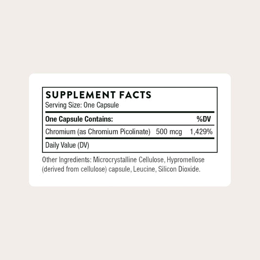 THORNE - Chromium Picolinate - Essential Mineral Supplement for Healthy Metabolism Support - Supports Carbohydrate Cravings* - Third-Party Certified - Dairy, Soy & Gluten-Free - 60 Capsules