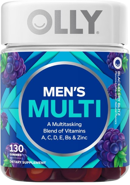 OLLY Men's Multivitamin Gummy, Vitamins A, C, D, E, B, Zinc, Blackberry Flavor