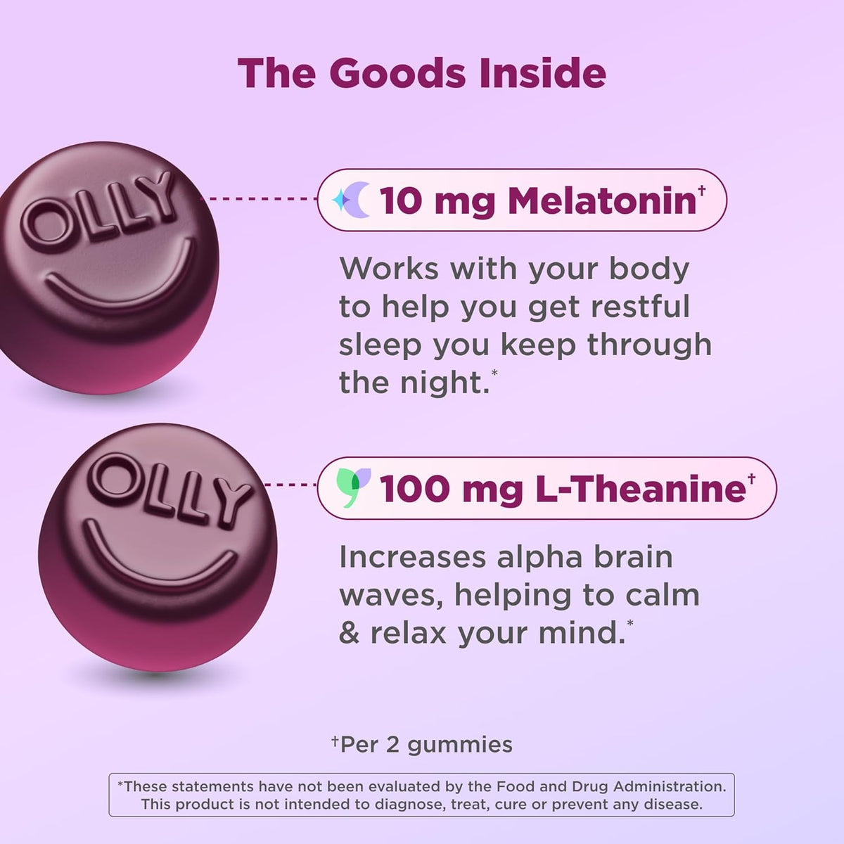 OLLY Max Strength Sleep Gummy, 10mg Melatonin, L-Theanine, Chamomile, Lemon Balm, Sugar Free, Vegetarian Sleep Aid, Strawberry - 50 Count