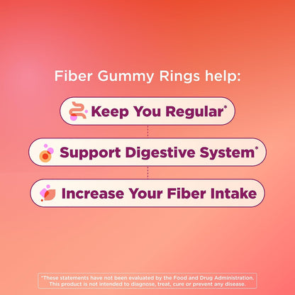 Olly, Fiber Gummy Rings, 5g Fos Prebiotic Fiber, Digestive Health Supplement,* Strawberry Watermelon Flavored, 25 Day Supply, 50 Count