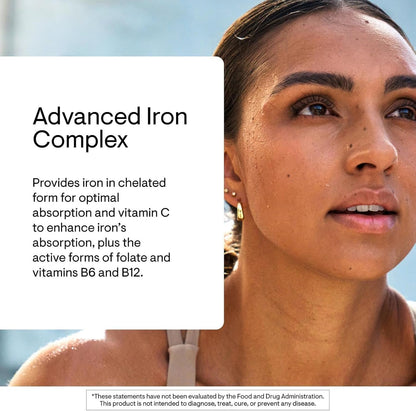 THORNE - Advanced Iron Complex - Complete Blood Support Formula* - Elemental Iron, Folate, B and C Vitamins for Optimal Absorption - Chelated Iron Supplement - Gluten, Dairy & Soy-Free - 60 Capsules