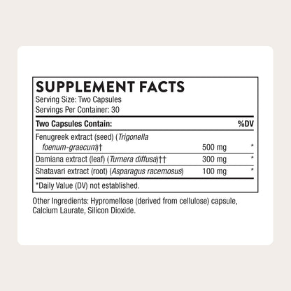 THORNE - Women's Libido Boost - Supports Vaginal Moisture, Mood & Overall Sexual Wellness* - Libido Supplement with Damiana, Fenugreek & Shatavari Extracts - NSF Certified for Sport - 60 Capsules