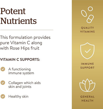 Solgar Vitamin C 1500 mg with Rose Hips, 180 Tablets - Antioxidant & Immune Support - Overall Health - Supports Healthy Skin & Joints - Non GMO, Vegan, Gluten Free, Dairy Free, Kosher - 180 Servings