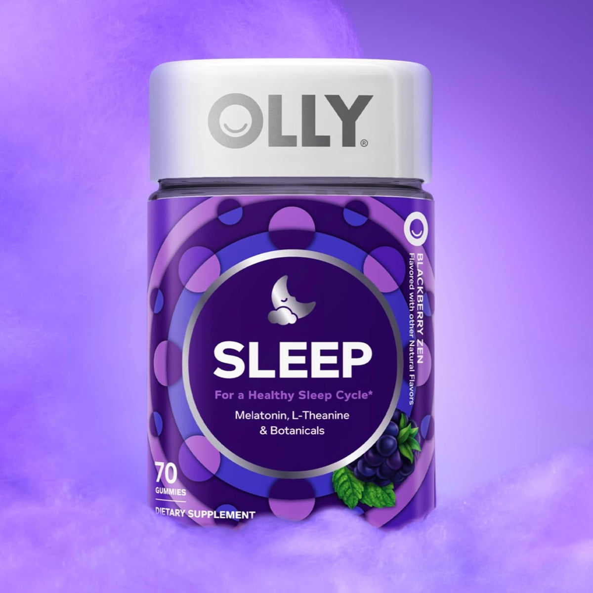 OLLY Max Strength Sleep Gummy, 10mg Melatonin, L-Theanine, Chamomile, Lemon Balm, Sugar Free, Vegetarian Sleep Aid, Strawberry - 50 Count