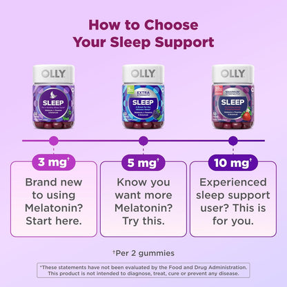 OLLY Max Strength Sleep Gummy, 10mg Melatonin, L-Theanine, Chamomile, Lemon Balm, Sugar Free, Vegetarian Sleep Aid, Strawberry - 50 Count