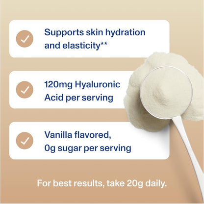 Vital Proteins Collagen Peptides Advanced, Hydrolyzed Peptides with Hyaluronic Acid and Vitamin C - Vanilla Flavor Powder, 21oz