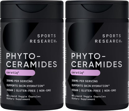 Sports Research® Phytoceramides 350mg w/Ceratiq®, 30 Softgels | Plant-Derived Ceramides for Beauty from Within Skin Hydration | Made with Certiq® | Non-GMO, Soy-Free - 30 Servings