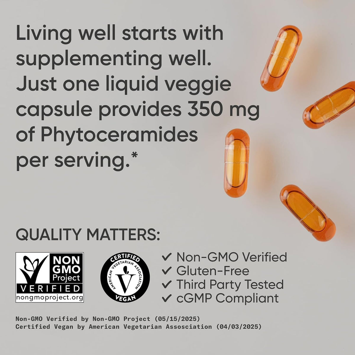 Sports Research® Phytoceramides 350mg w/Ceratiq®, 30 Softgels | Plant-Derived Ceramides for Beauty from Within Skin Hydration | Made with Certiq® | Non-GMO, Soy-Free - 30 Servings