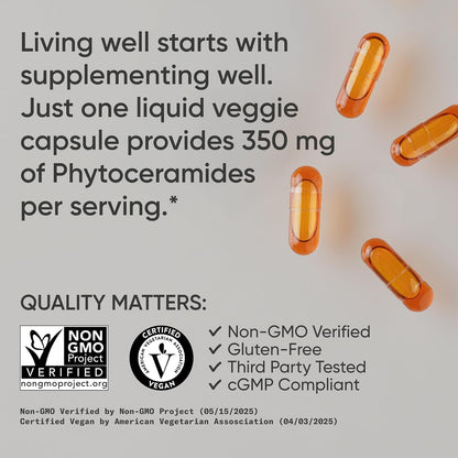 Sports Research® Phytoceramides 350mg w/Ceratiq®, 30 Softgels | Plant-Derived Ceramides for Beauty from Within Skin Hydration | Made with Certiq® | Non-GMO, Soy-Free - 30 Servings