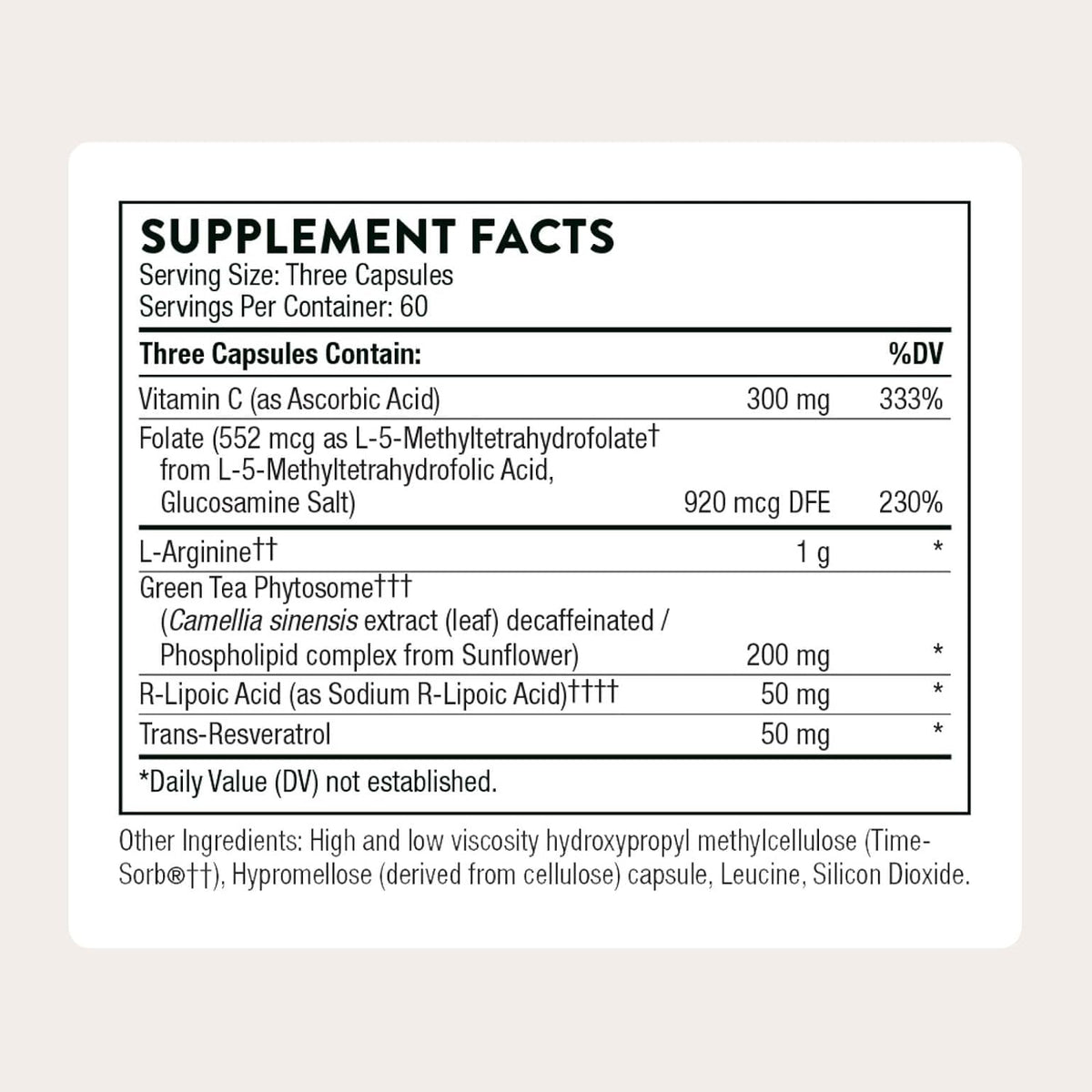 THORNE - L-Arginine Plus - Added Antioxidant Support - Supports Heart Health, Nitric Oxide Production, Exercise Capacity & Optimal Blood Flow* - Third-Party Certified - Dairy-Free - 180 Capsules