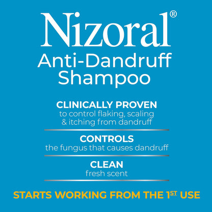 Nizoral Anti-Dandruff Shampoo with 1% Ketoconazole, 14 Fl Oz, Fresh Scent/Peppermint and Tea Tree Scent, Anti Fungal Shampoo